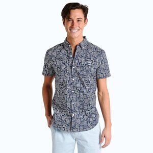 Bonobos Riviera Slim Fit Short Sleeve Button-Up Shirt Men's L Geometric